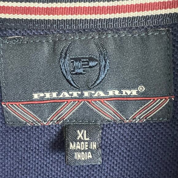 Phatfarm shirt men’s XL Polo Navy Blue with lots of detail. 90s Y2K Hip-Hop Def - Picture 6 of 9